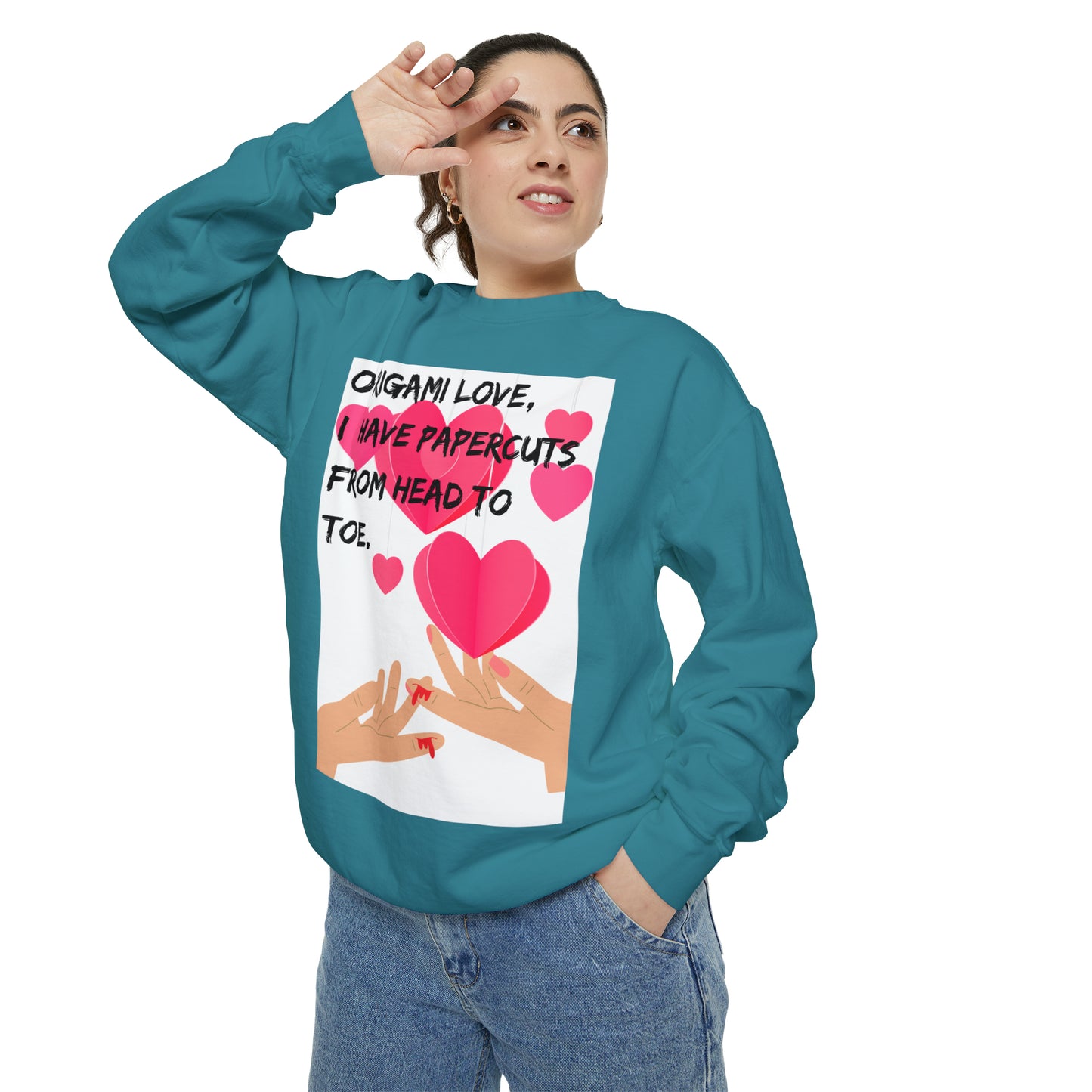 ORIGAME LOVE  Unisex Garment-Dyed Sweatshirt