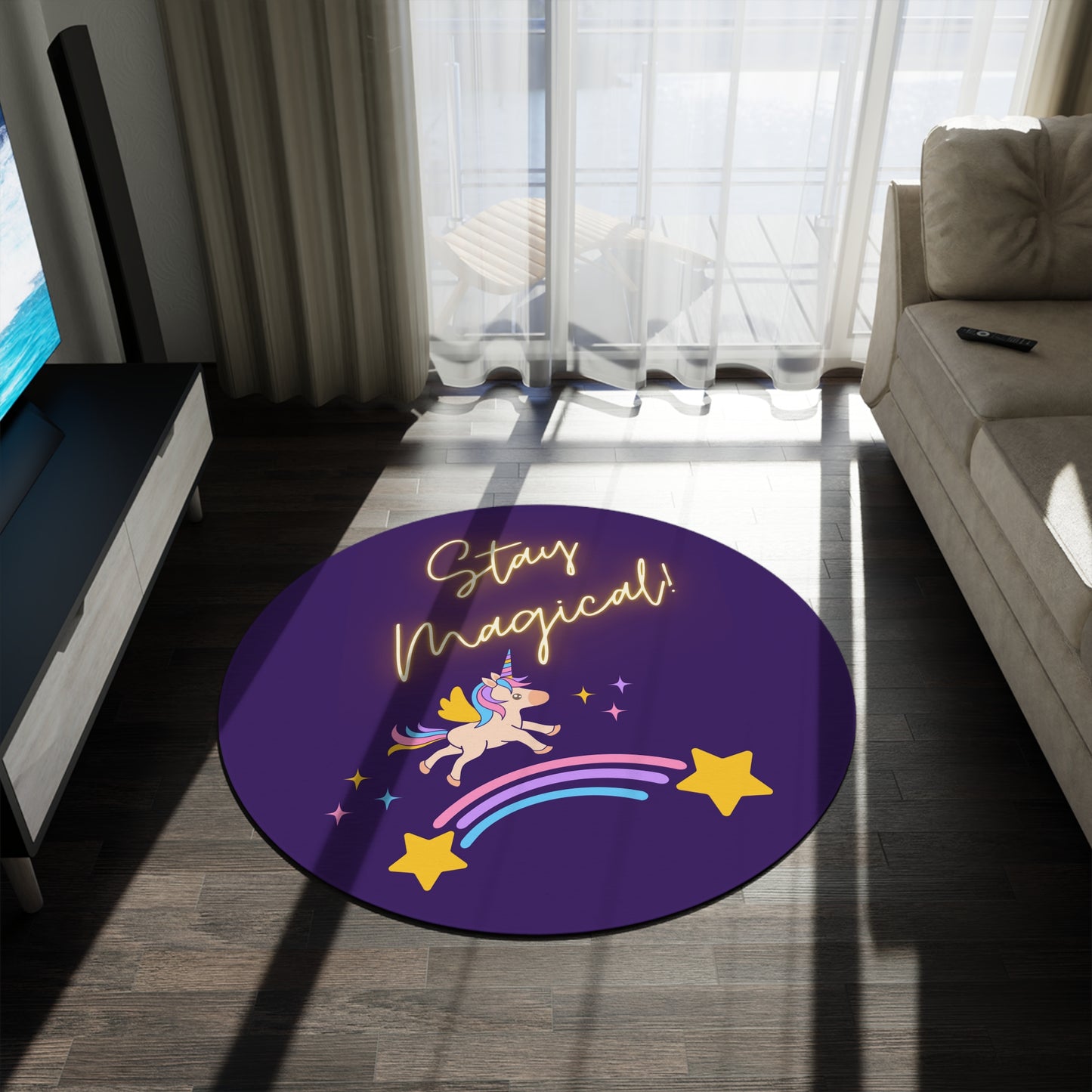 STAY MAGICAL UNICORN LOVE  Round Rug
