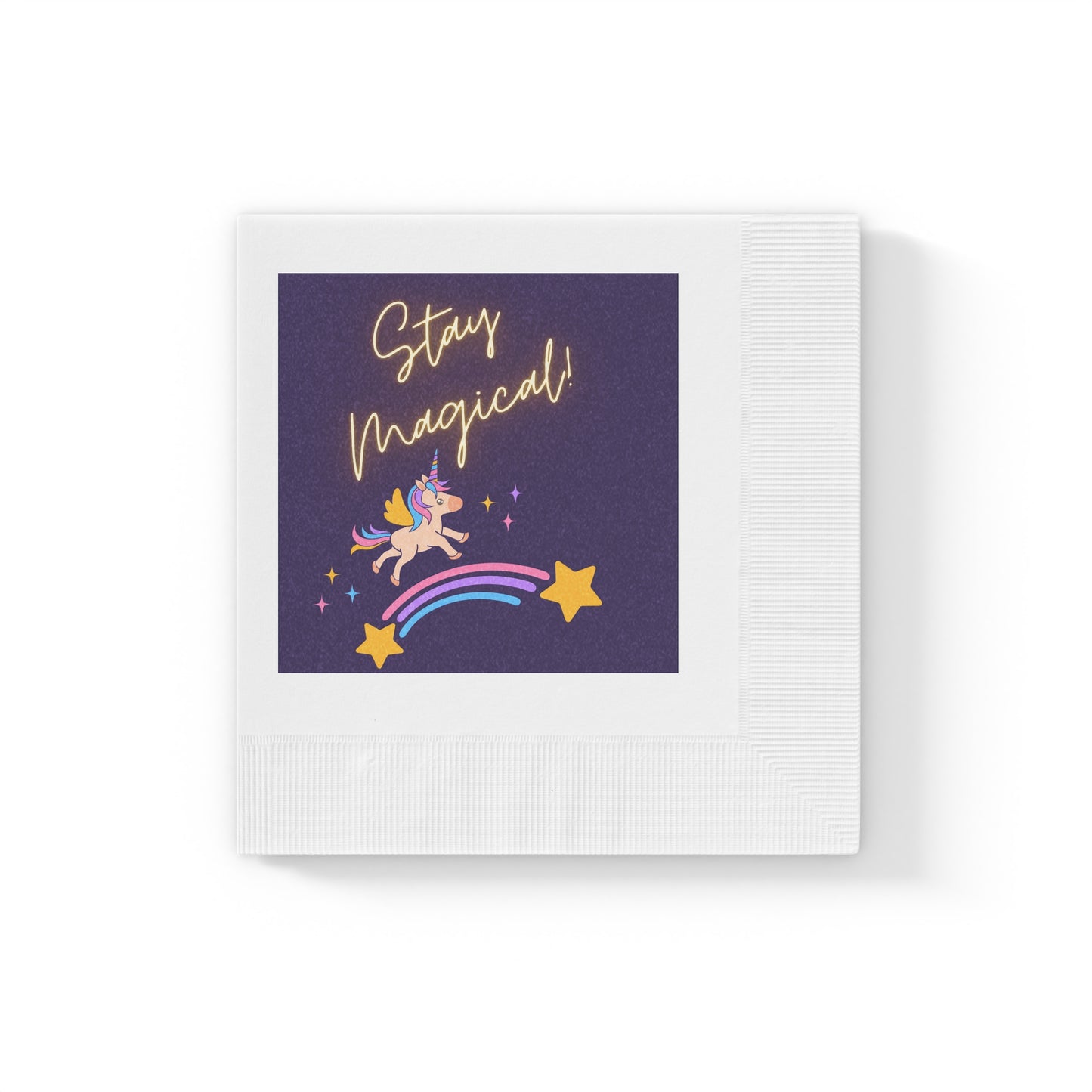 STAY MAGICAL UNICORN LOVE White Coined Napkins