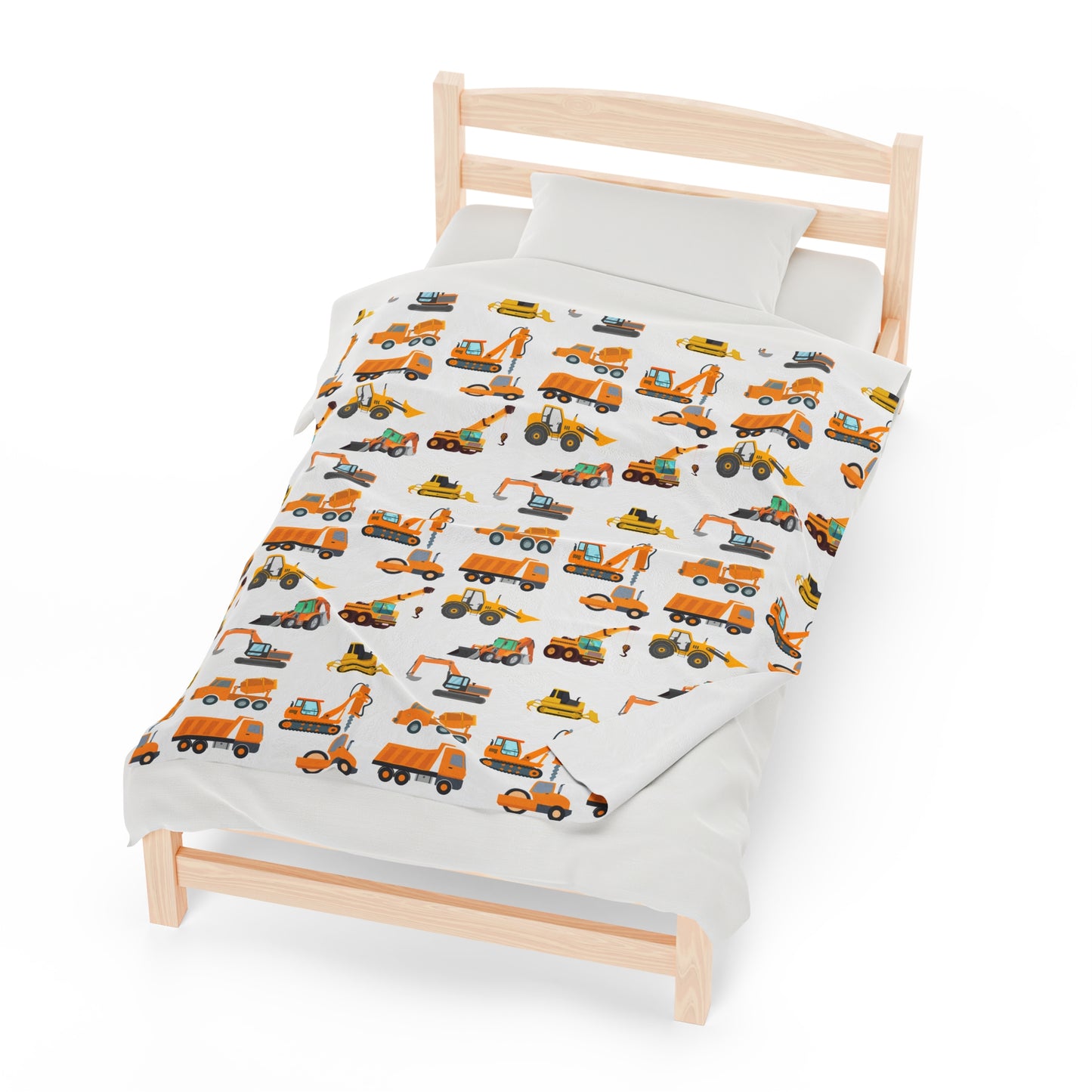 CONSTRUCTION TRUCKS Velveteen Plush Blanket