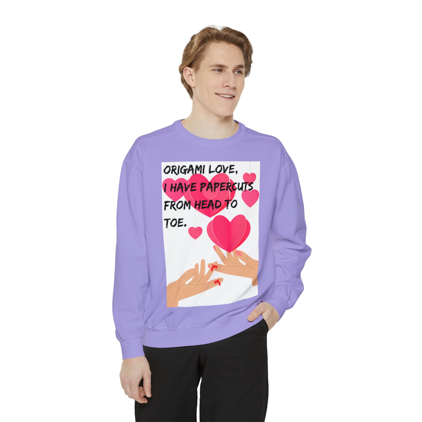ORIGAME LOVE  Unisex Garment-Dyed Sweatshirt
