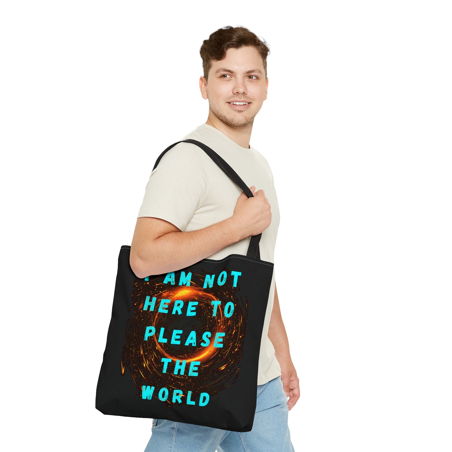 I AM NOT HERE TO PLEASE THE WORLD Tote Bag (AOP) (FOR ALL BLACK SHEEPS!)