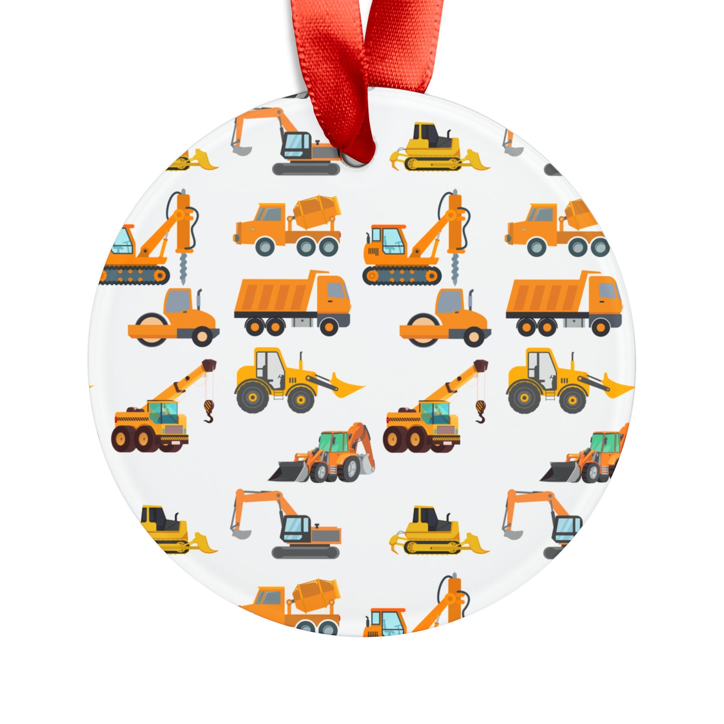 CONSTRUCTION VEHICLES Acrylic Ornament with Ribbon