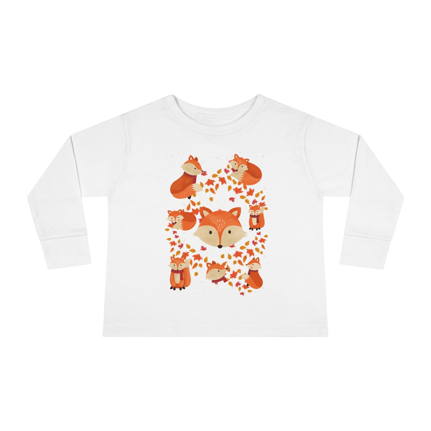 FOX AND LEAVES OF FALL Toddler Long Sleeve Tee