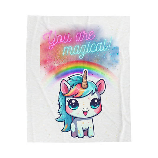 YOU ARE MAGICAL UNICORN LOVE Velveteen Plush Blanket