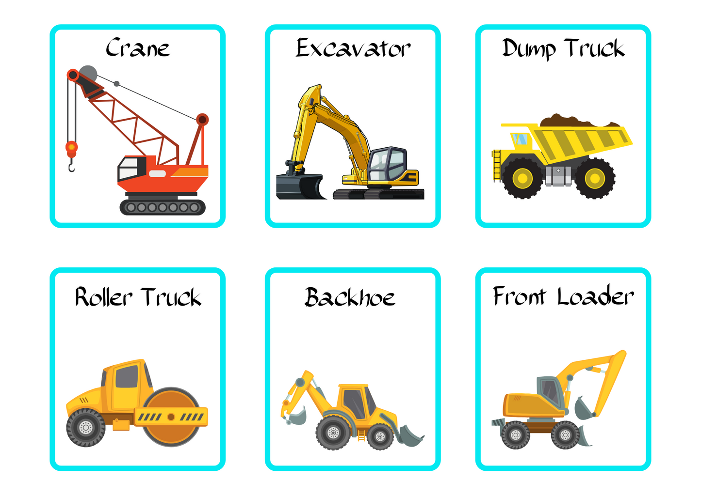 CONSTRUCTION VEHICLES FLASHCARD: Memory And Matching Game:  60 CARDS (30 PAIRS)