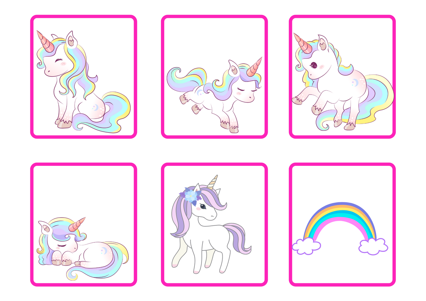 UNICORN FLASHCARD: Memory And Matching Game:  48 CARDS (24 PAIRS)