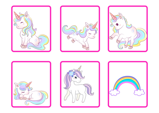 UNICORN FLASHCARD: Memory And Matching Game:  48 CARDS (24 PAIRS)