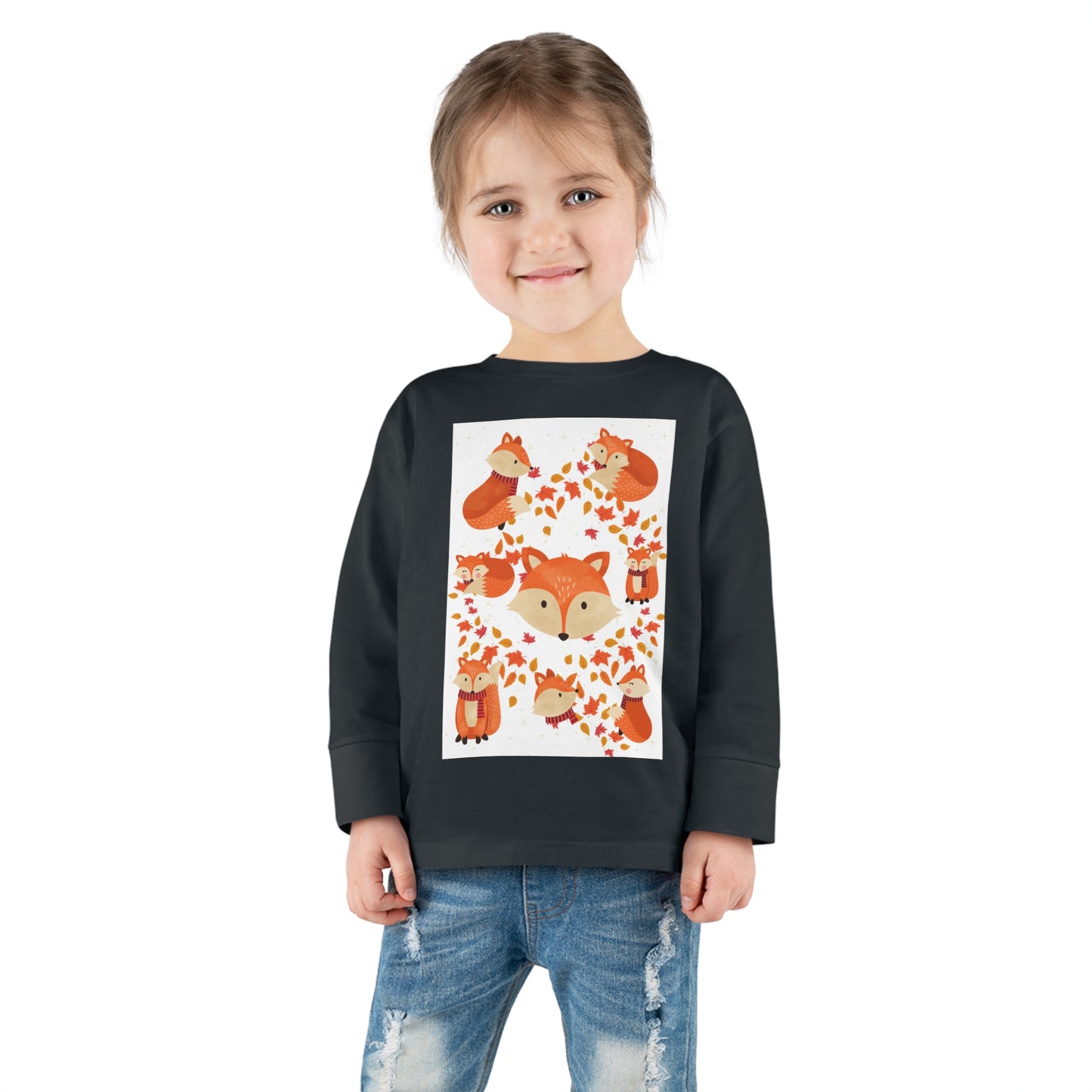 FOX AND LEAVES OF FALL Toddler Long Sleeve Tee