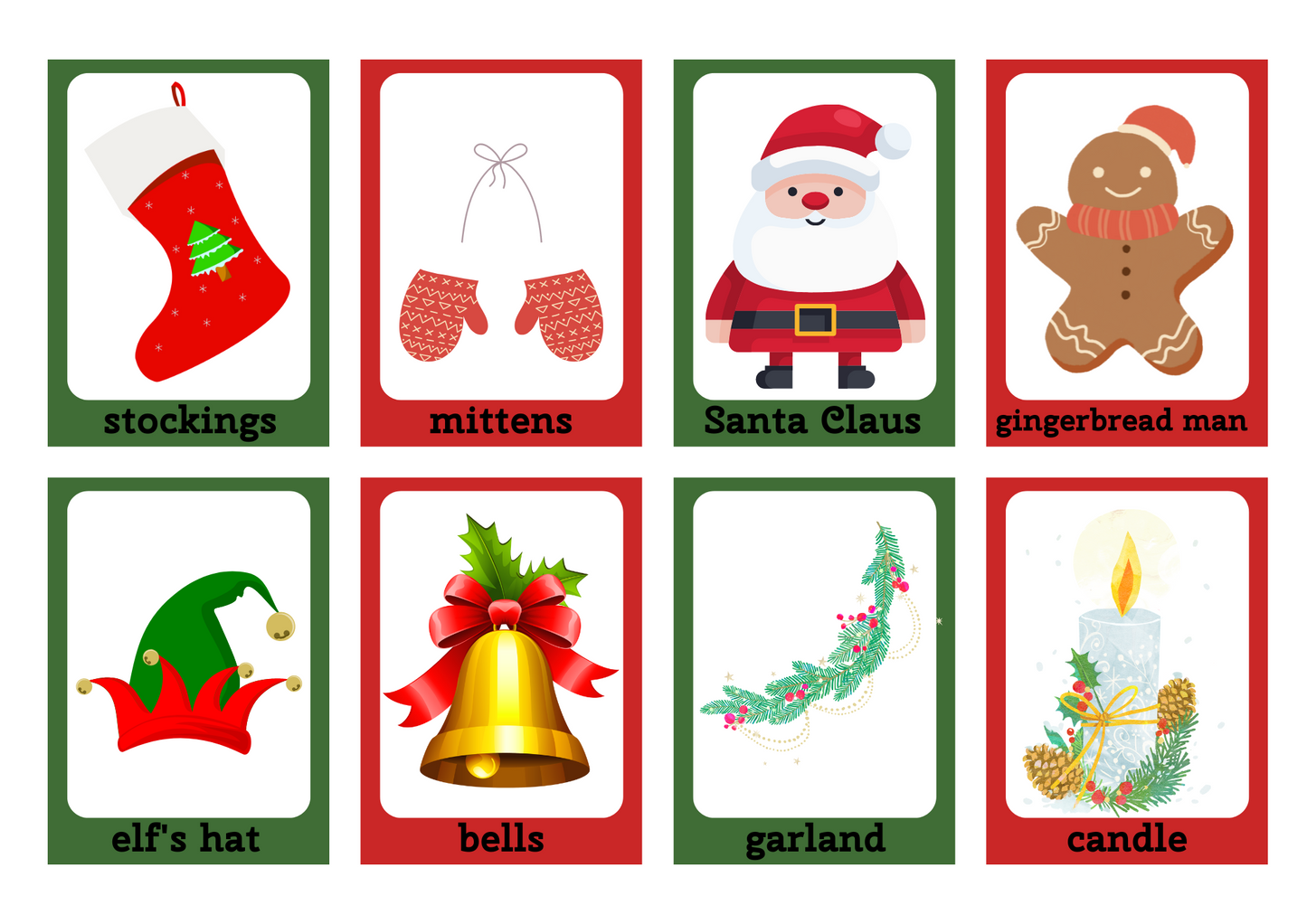 XMAS FLASHCARD: Memory And Matching Game:  80 CARDS (40 PAIRS)