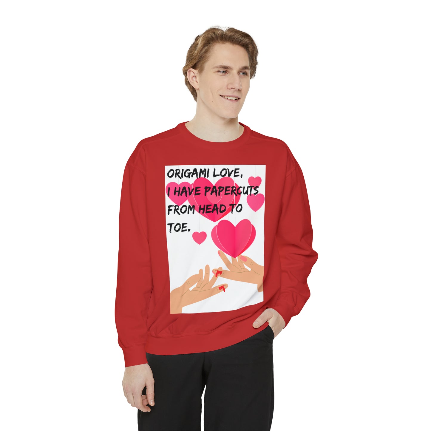 ORIGAME LOVE  Unisex Garment-Dyed Sweatshirt