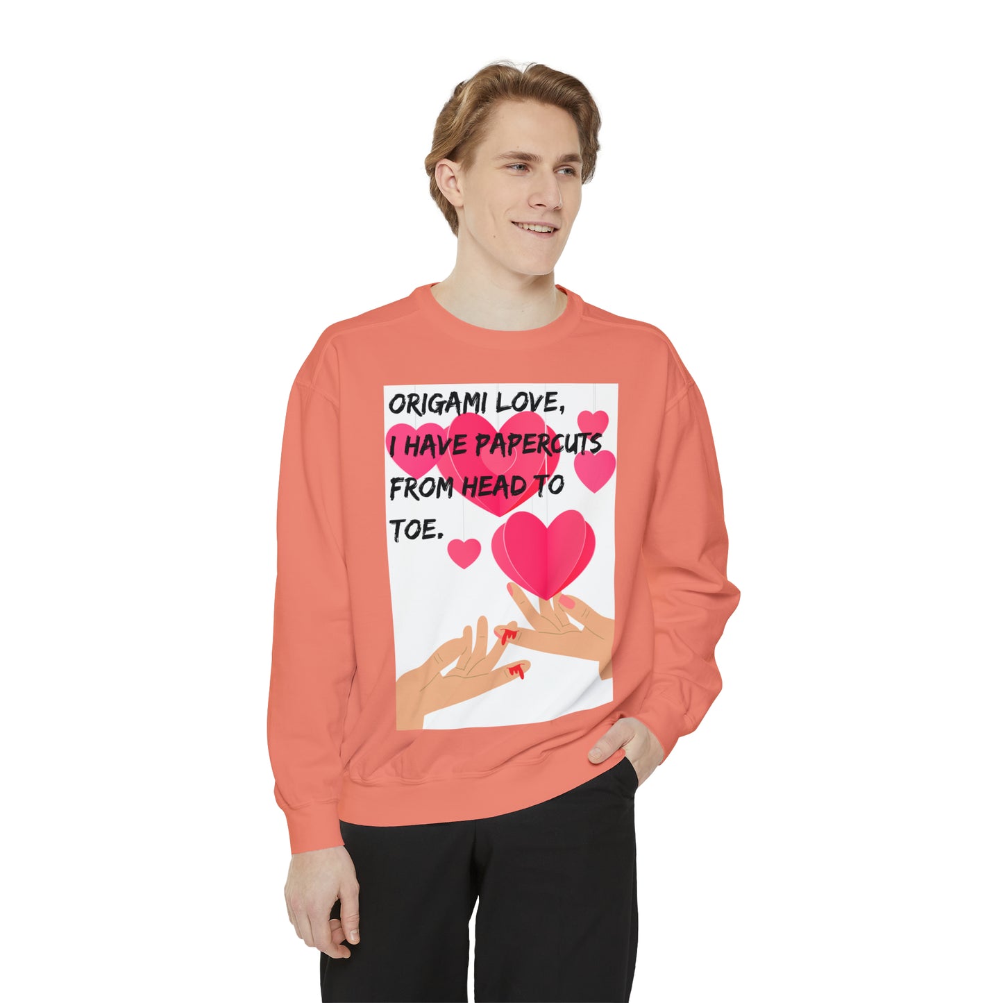 ORIGAME LOVE  Unisex Garment-Dyed Sweatshirt