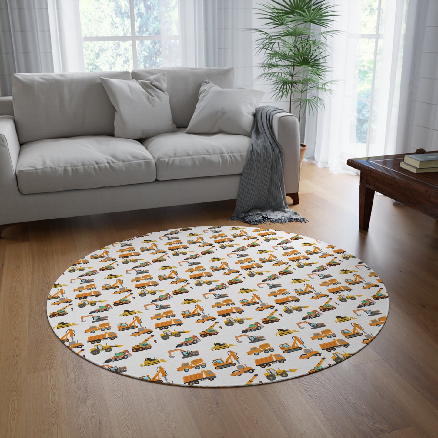 CONSTRUCTION TRUCKS Round Rug