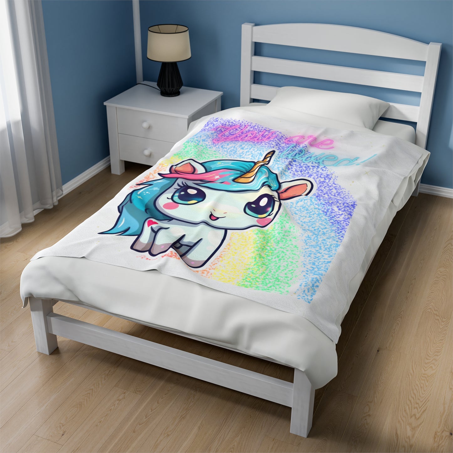 YOU ARE LOVED UNICORN LOVE Velveteen Plush Blanket