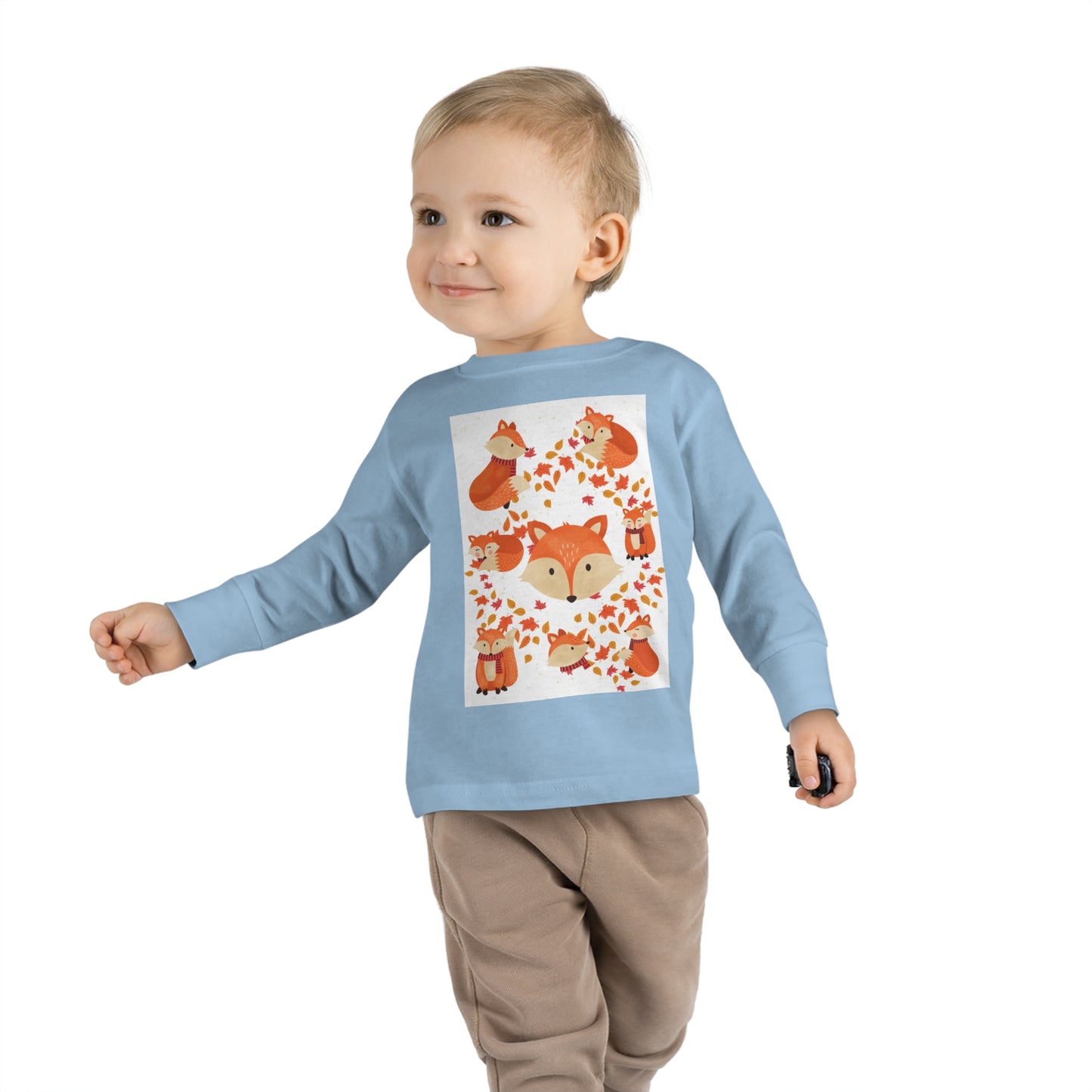 FOX AND LEAVES OF FALL Toddler Long Sleeve Tee