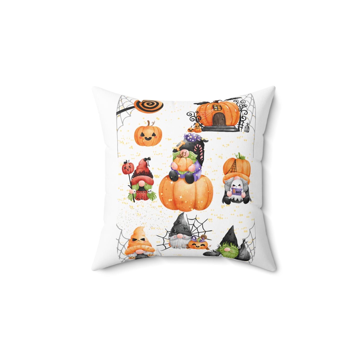 GNOMES AND PUMPKIN   Spun Polyester Square Pillow For Girl's Room