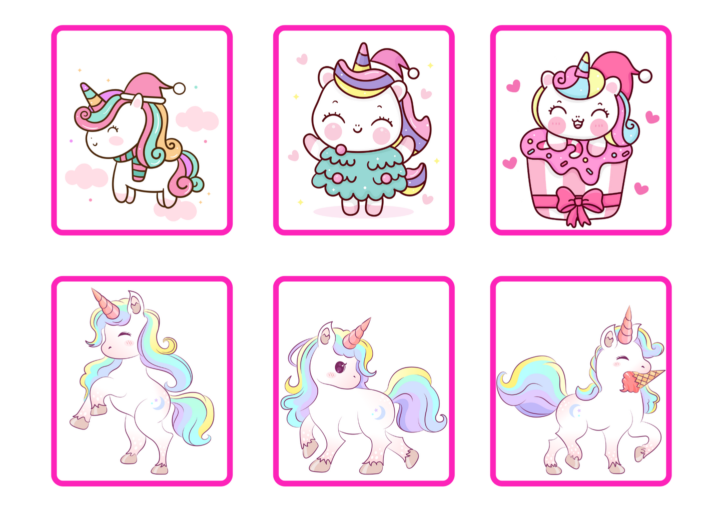 UNICORN FLASHCARD: Memory And Matching Game:  48 CARDS (24 PAIRS)