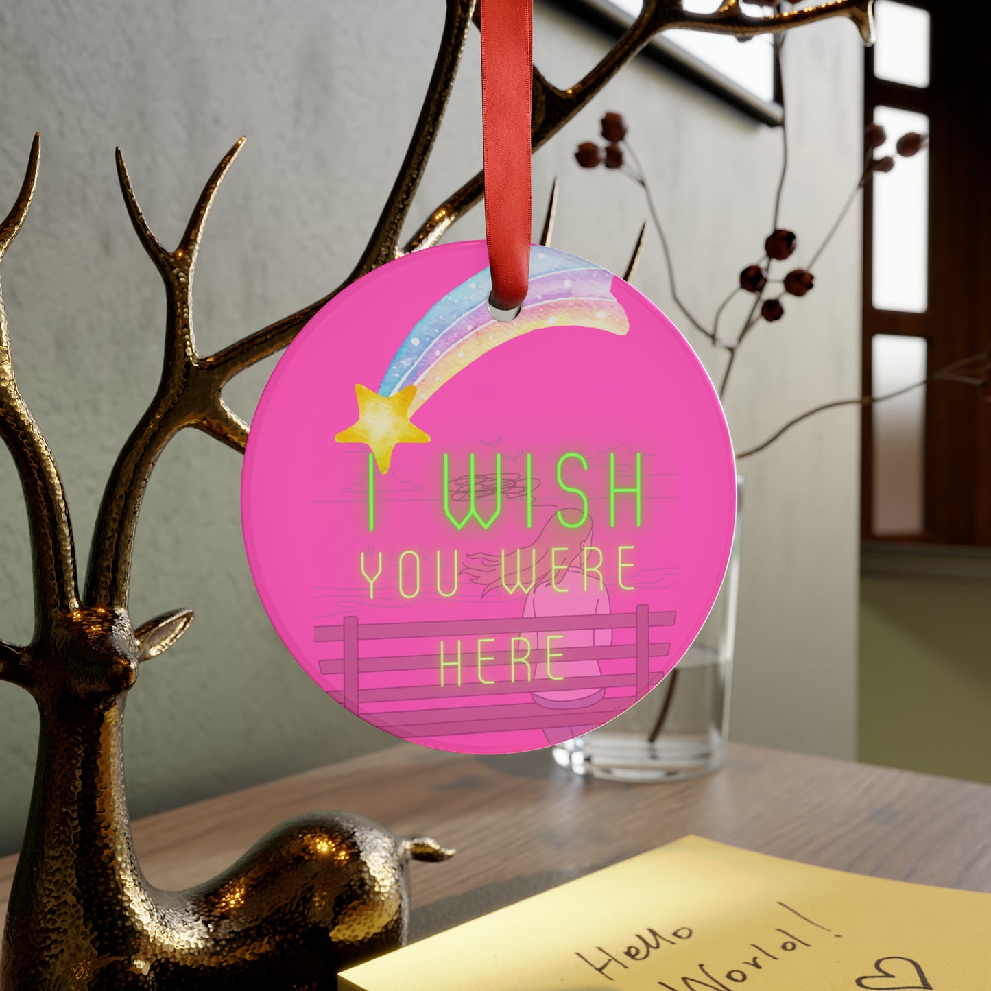 I WISH YOU WERE HERE Acrylic Ornament with Ribbon