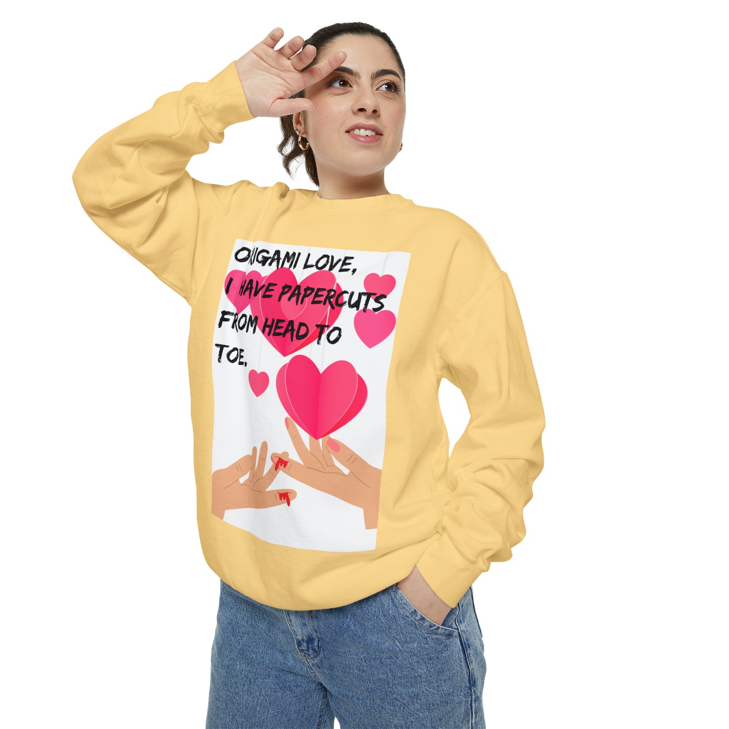 ORIGAME LOVE  Unisex Garment-Dyed Sweatshirt