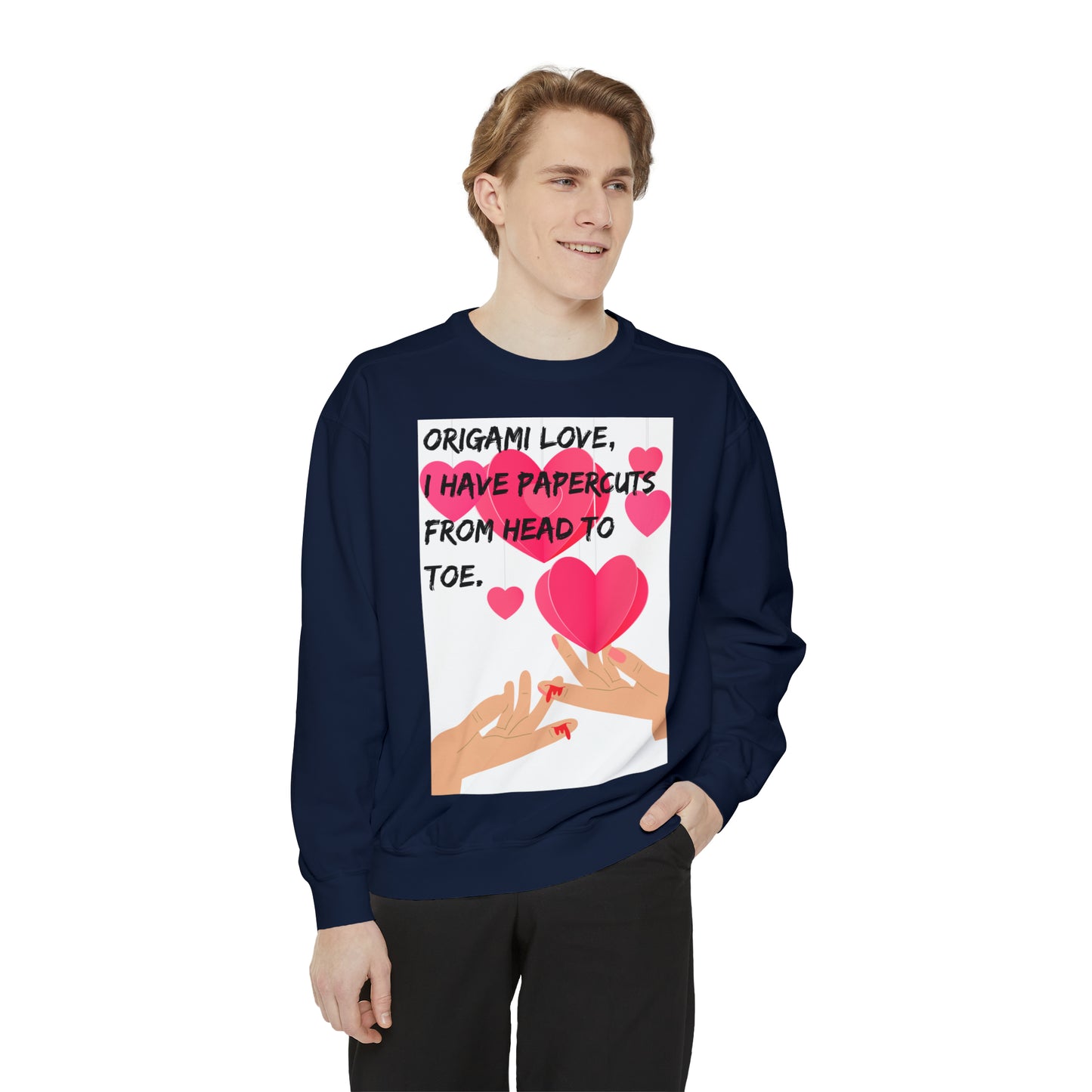 ORIGAME LOVE  Unisex Garment-Dyed Sweatshirt