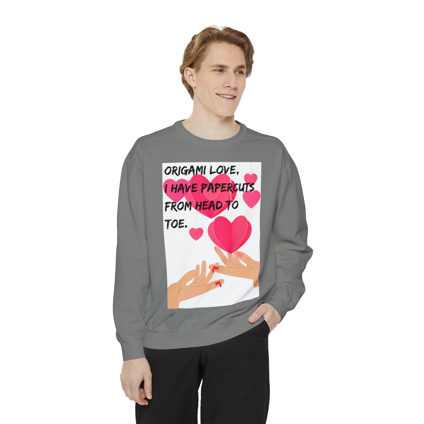 ORIGAME LOVE  Unisex Garment-Dyed Sweatshirt