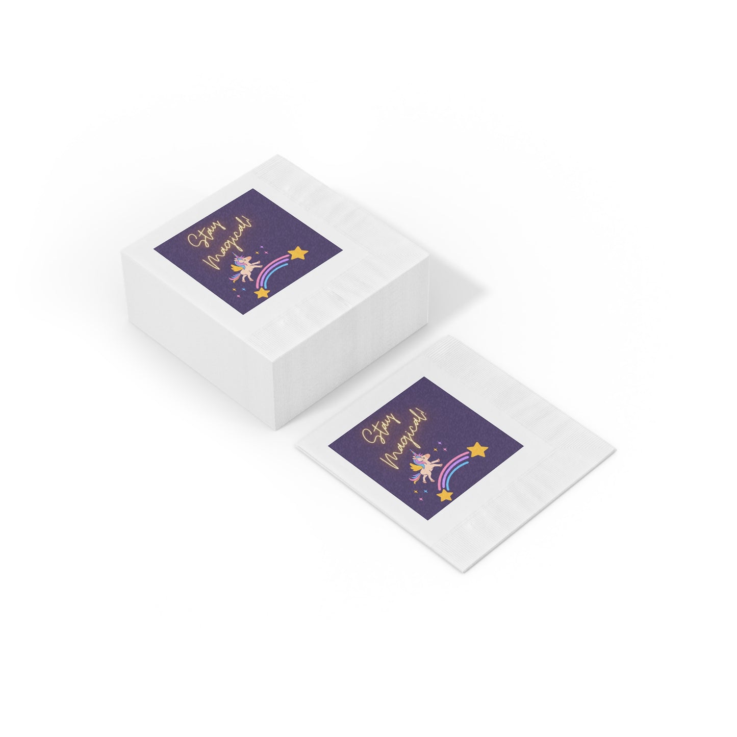 STAY MAGICAL UNICORN LOVE White Coined Napkins
