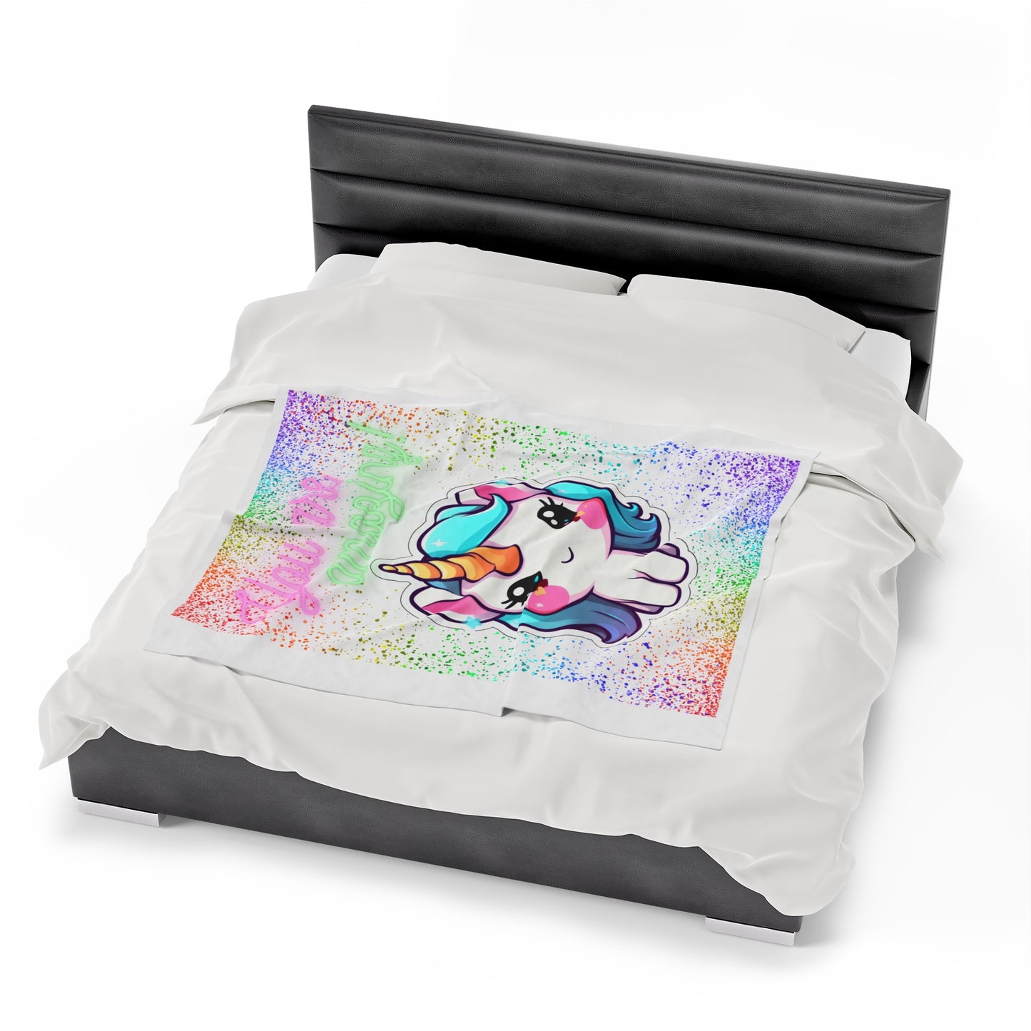 YOU ARE AMAZING UNICORN LOVE Velveteen Plush Blanket