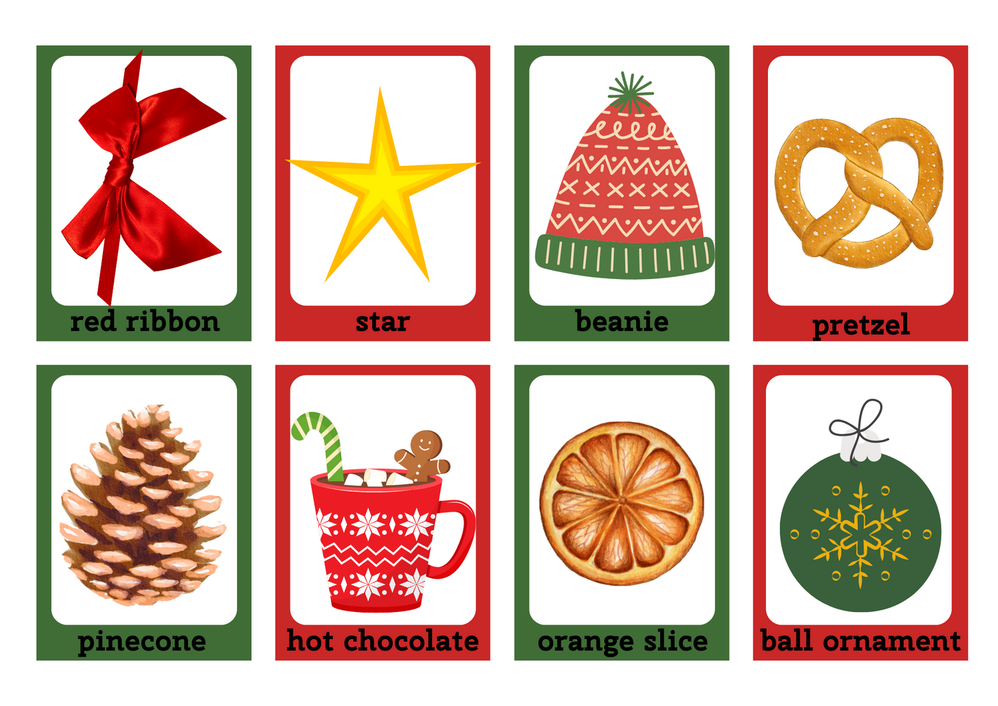 XMAS FLASHCARD: Memory And Matching Game:  80 CARDS (40 PAIRS)
