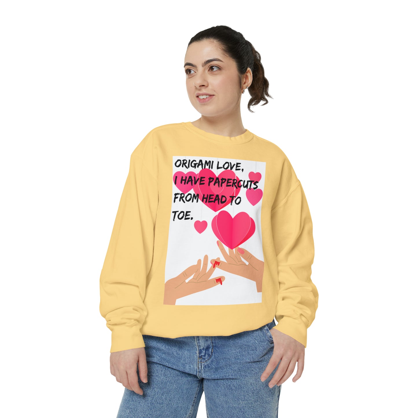 ORIGAME LOVE  Unisex Garment-Dyed Sweatshirt