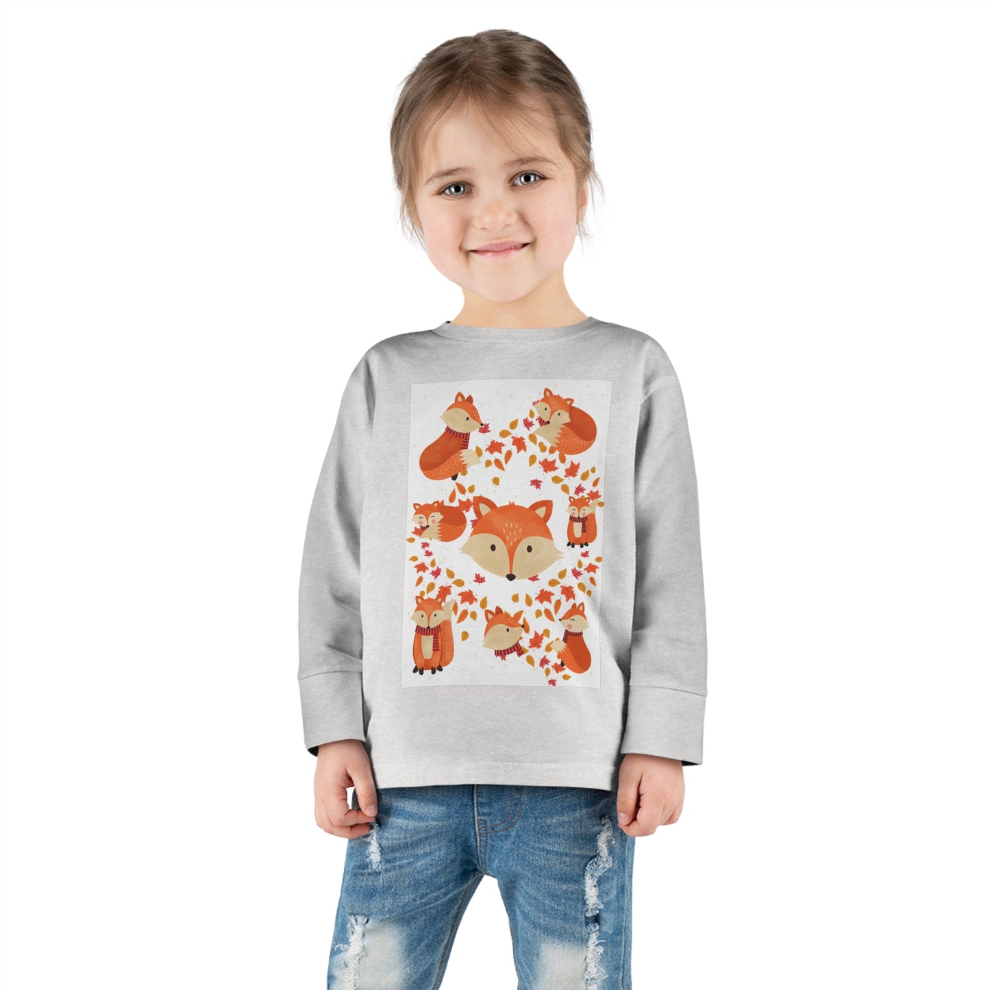 FOX AND LEAVES OF FALL Toddler Long Sleeve Tee