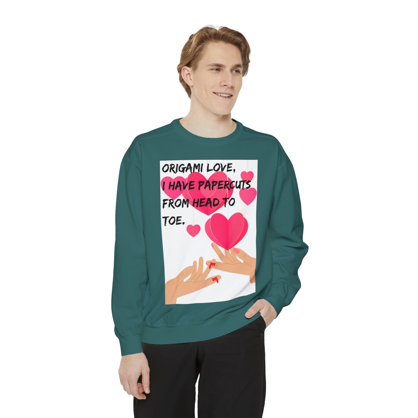 ORIGAME LOVE  Unisex Garment-Dyed Sweatshirt