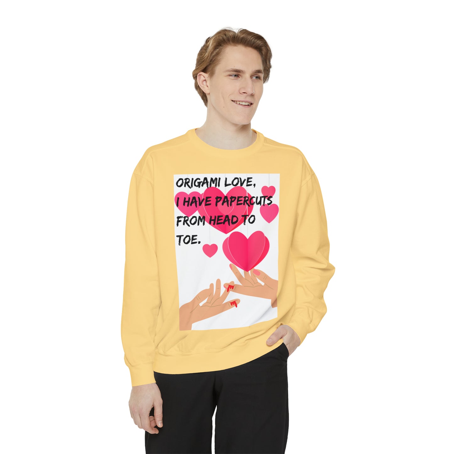 ORIGAME LOVE  Unisex Garment-Dyed Sweatshirt
