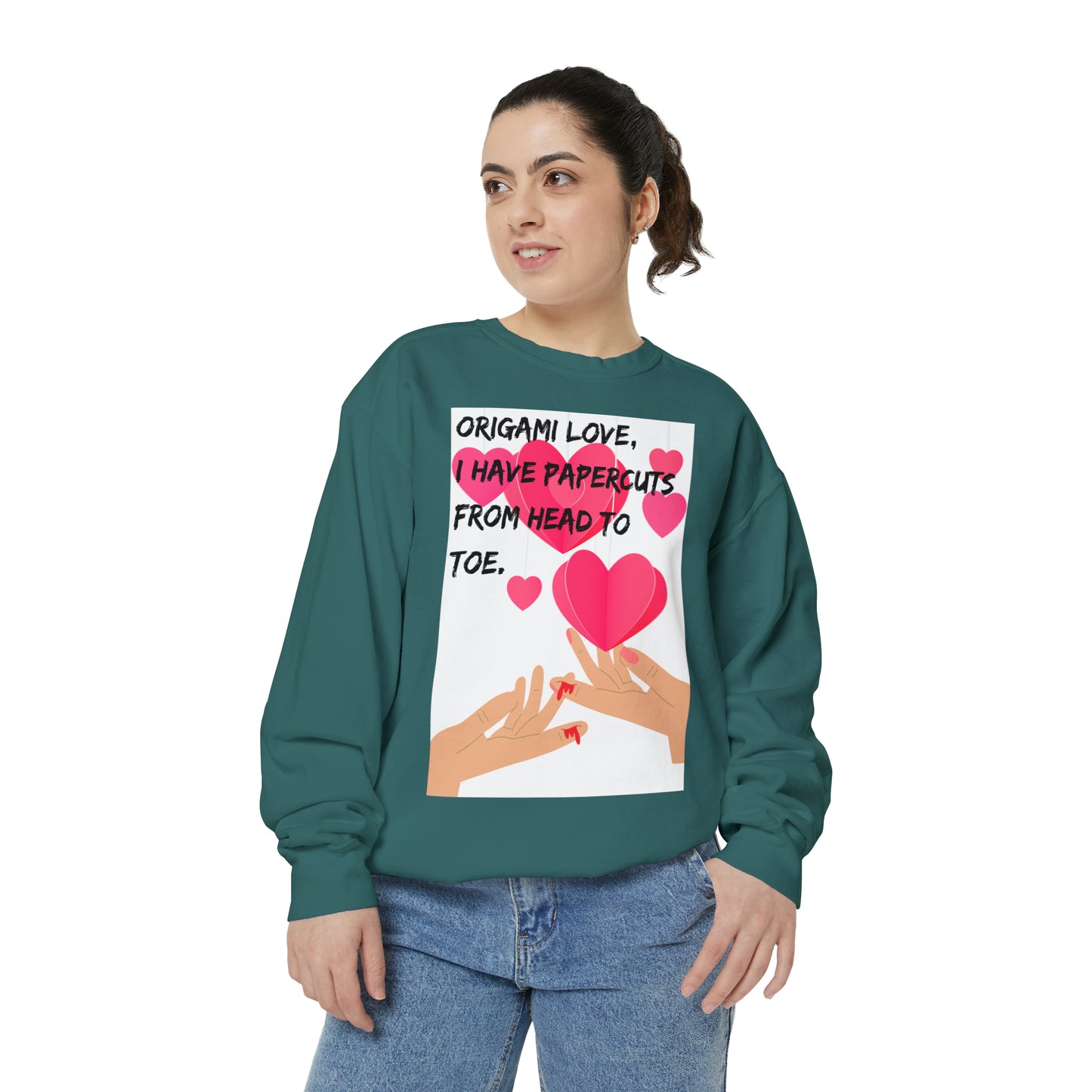 ORIGAME LOVE  Unisex Garment-Dyed Sweatshirt