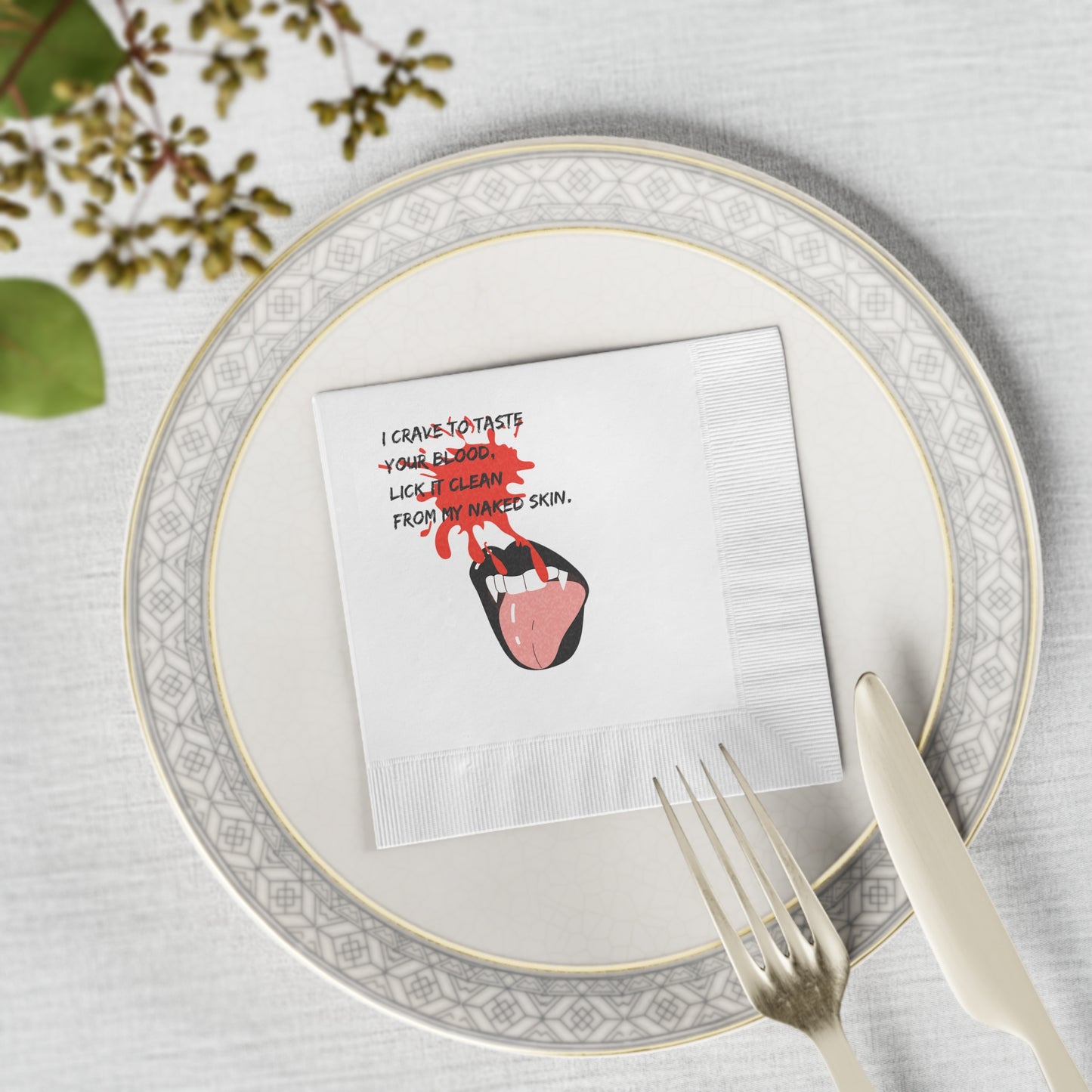 LICK YOU CLEAN White Coined Napkins