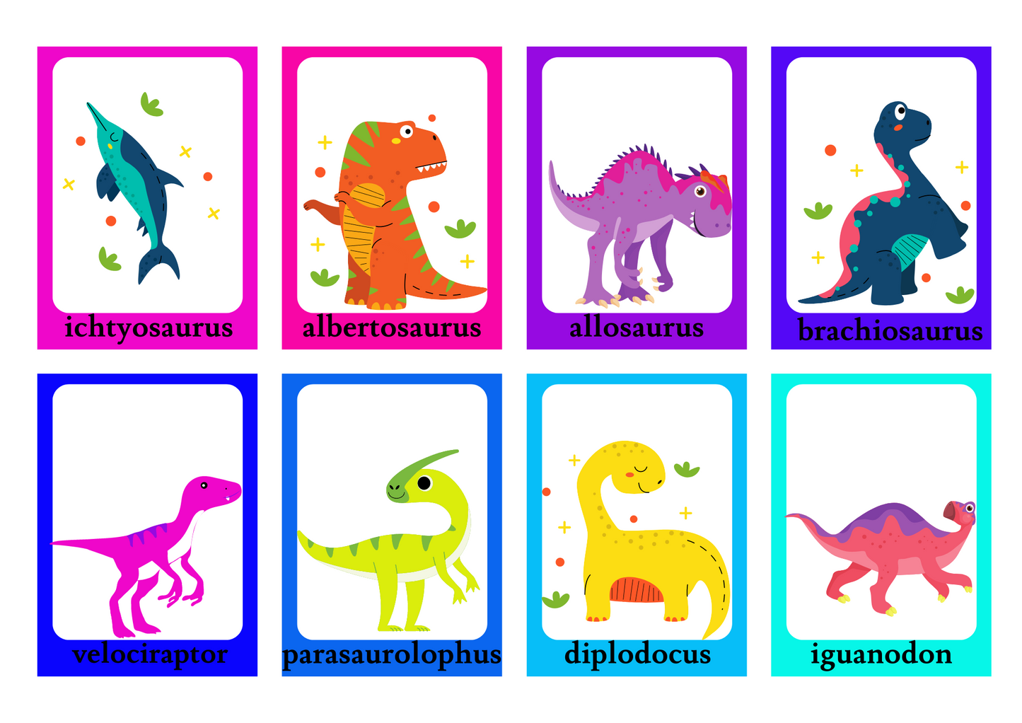 DINASOUR FLASHCARD: Memory And Matching Game: 56 CARDS (28 PAIRS)