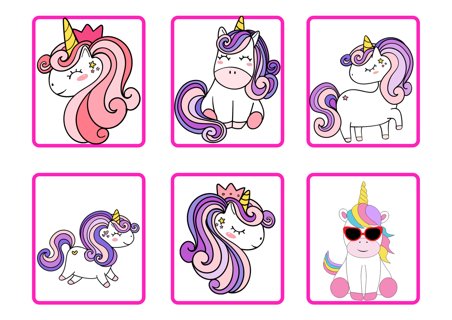 UNICORN FLASHCARD: Memory And Matching Game:  48 CARDS (24 PAIRS)