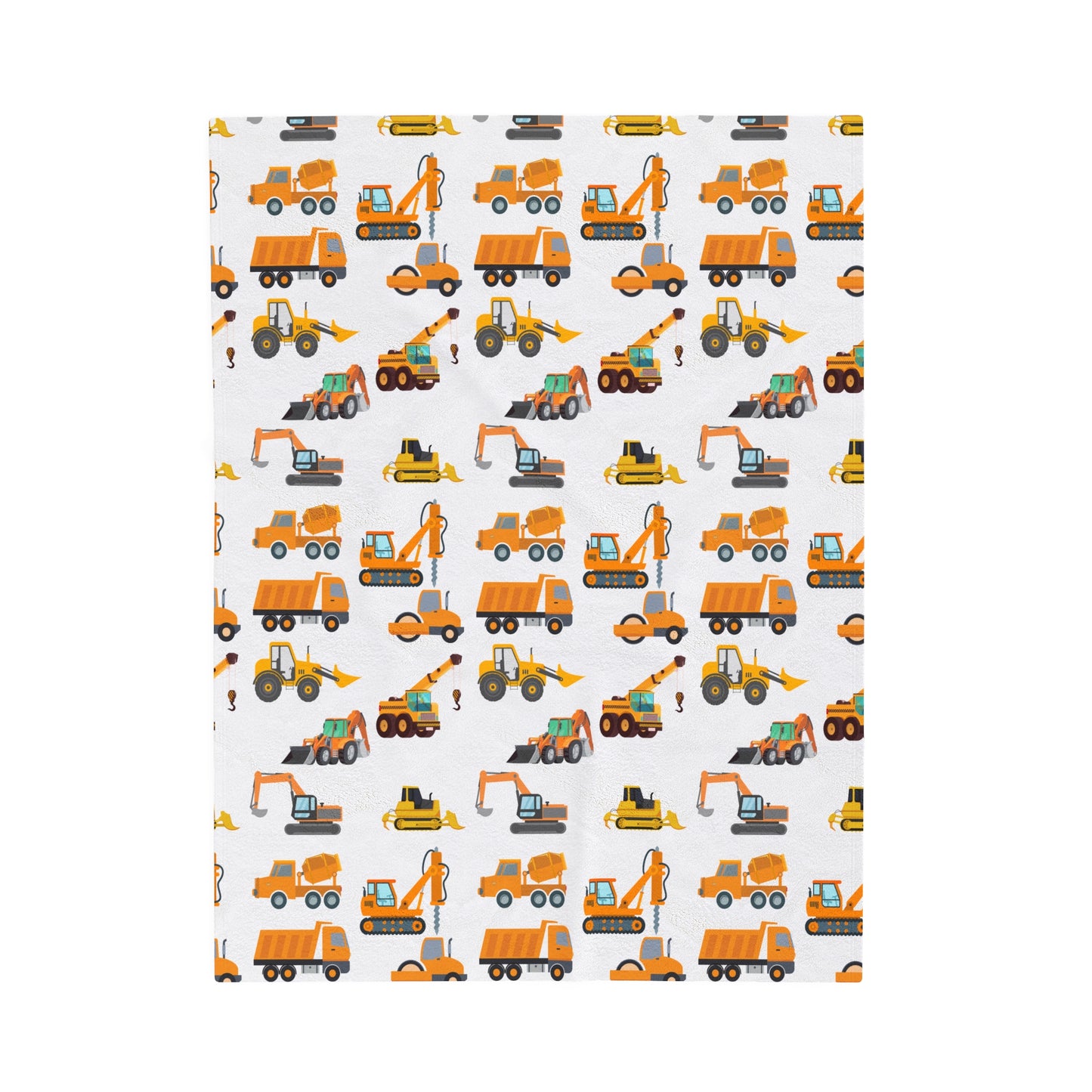 CONSTRUCTION TRUCKS Velveteen Plush Blanket