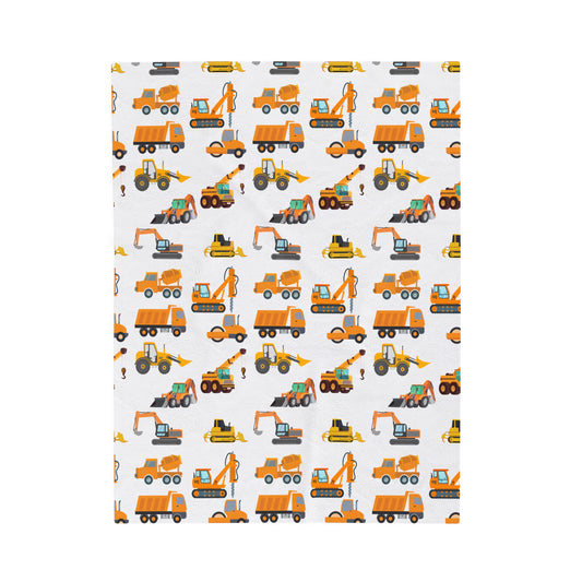 CONSTRUCTION TRUCKS Velveteen Plush Blanket