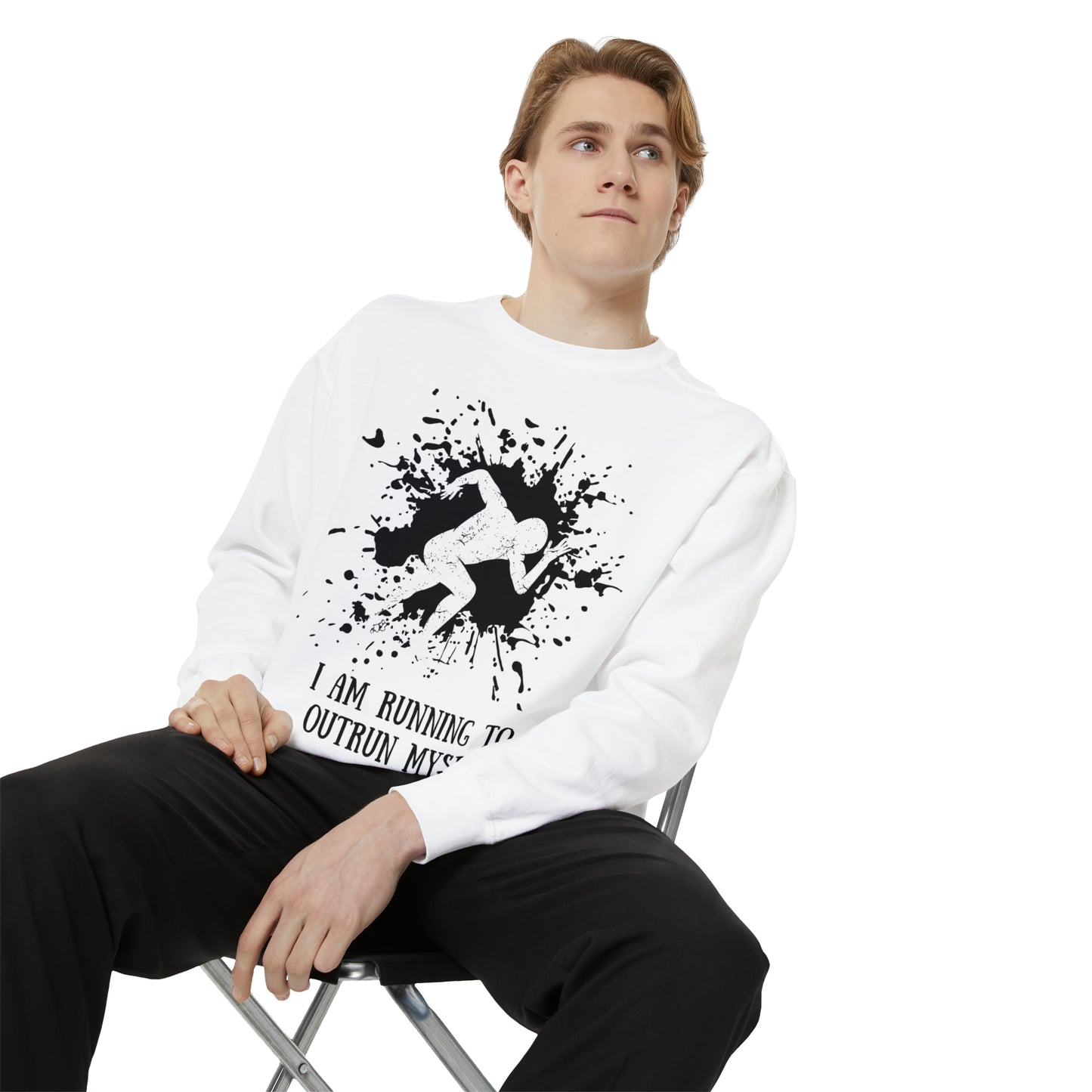 RELAPSE RUNNING TO OUTRUN MYSELF Unisex Garment-Dyed Sweatshirt