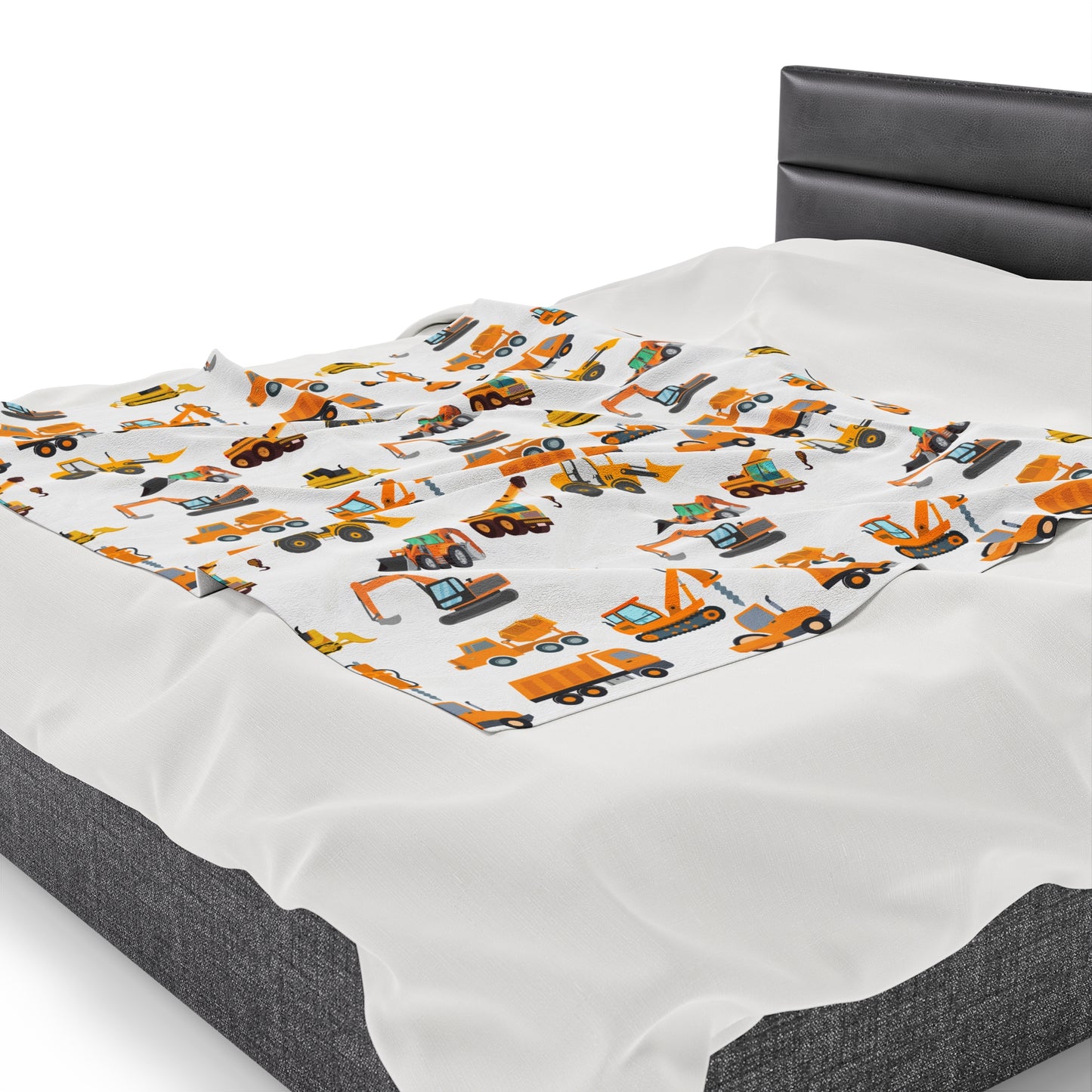 CONSTRUCTION TRUCKS Velveteen Plush Blanket