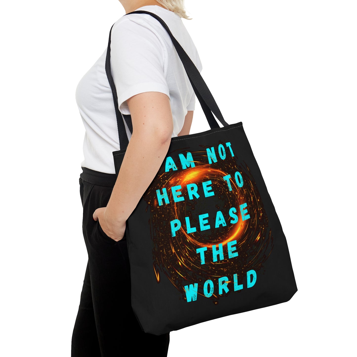 I AM NOT HERE TO PLEASE THE WORLD Tote Bag (AOP) (FOR ALL BLACK SHEEPS!)