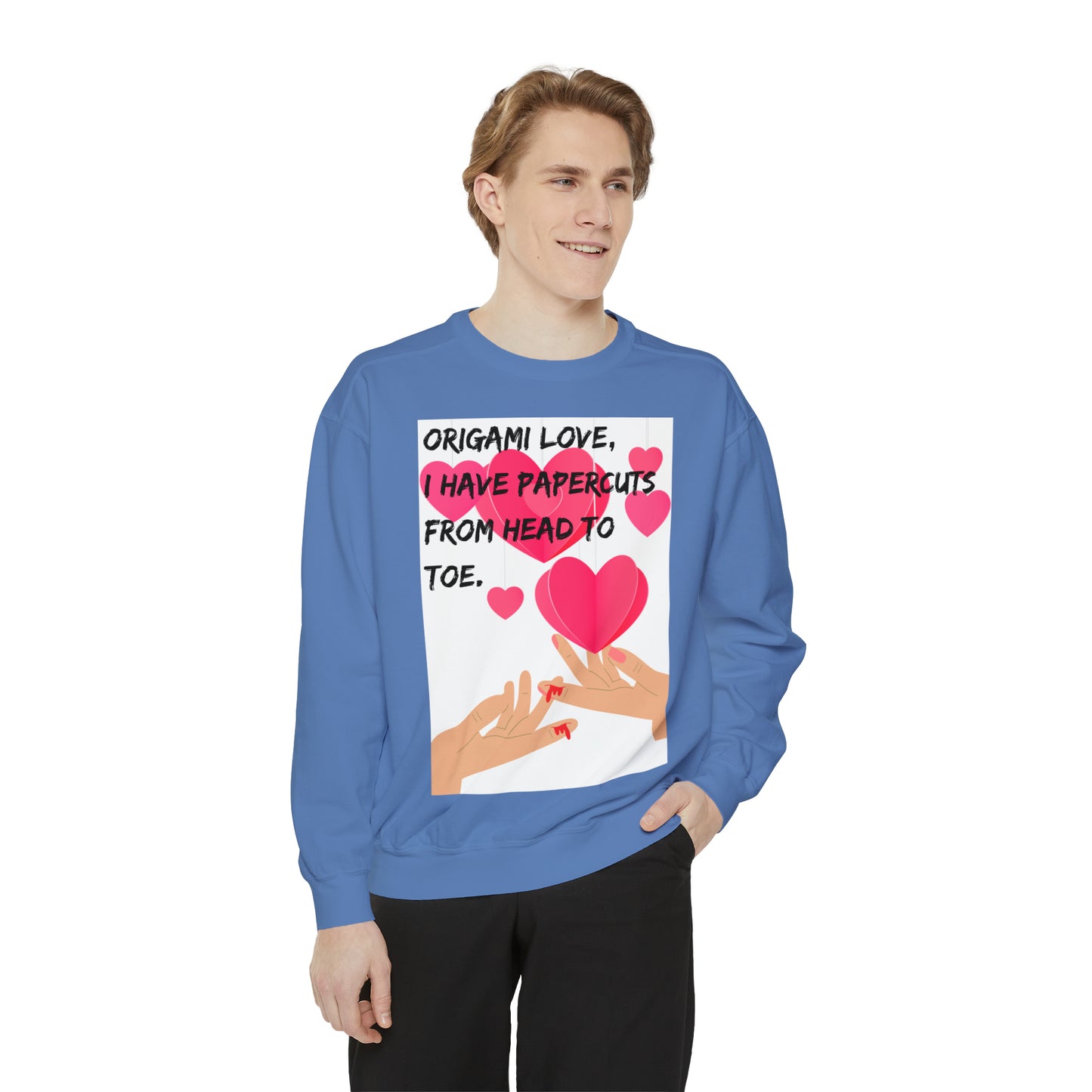 ORIGAME LOVE  Unisex Garment-Dyed Sweatshirt