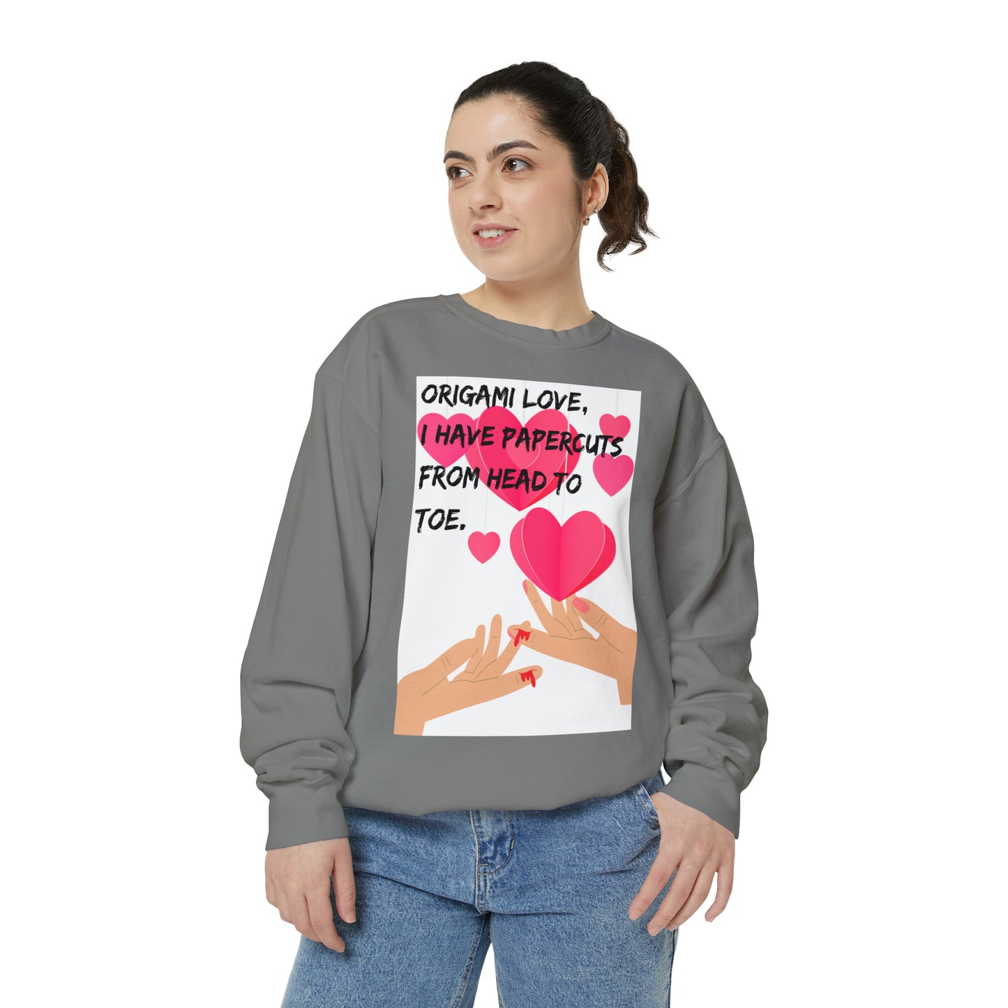 ORIGAME LOVE  Unisex Garment-Dyed Sweatshirt