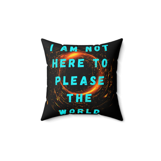 I AM NOT HERE TO PLEASE THE WORLD Spun Polyester Square Pillow