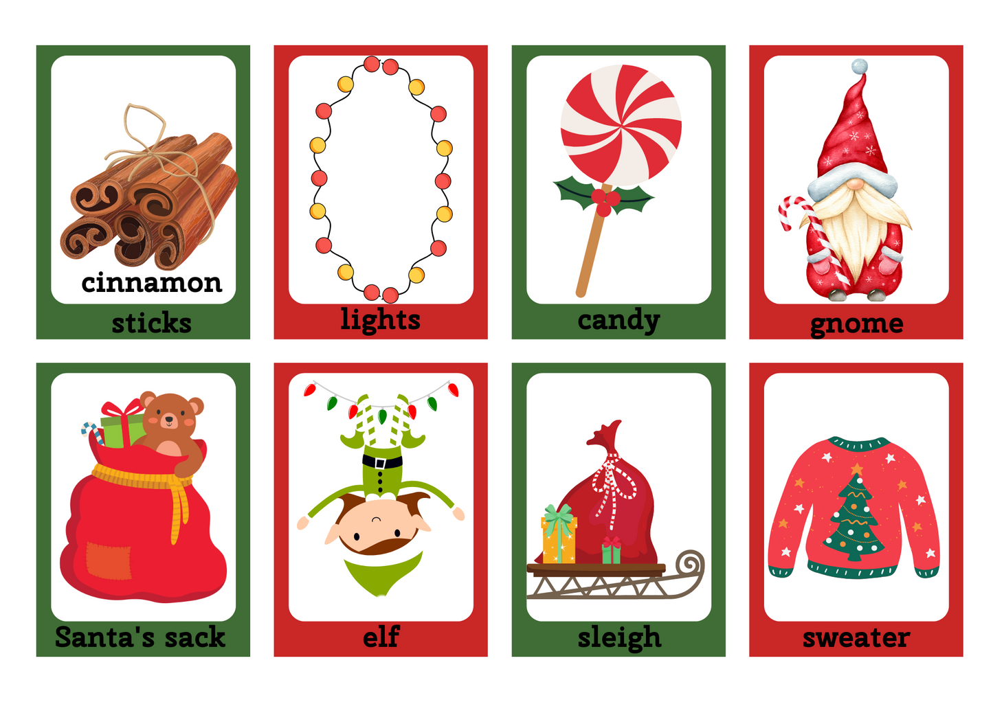 XMAS FLASHCARD: Memory And Matching Game:  80 CARDS (40 PAIRS)