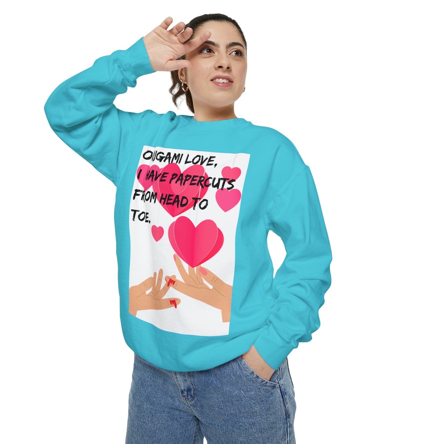 ORIGAME LOVE  Unisex Garment-Dyed Sweatshirt