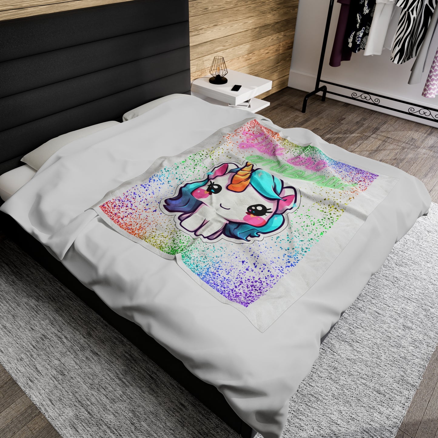 YOU ARE AMAZING UNICORN LOVE Velveteen Plush Blanket