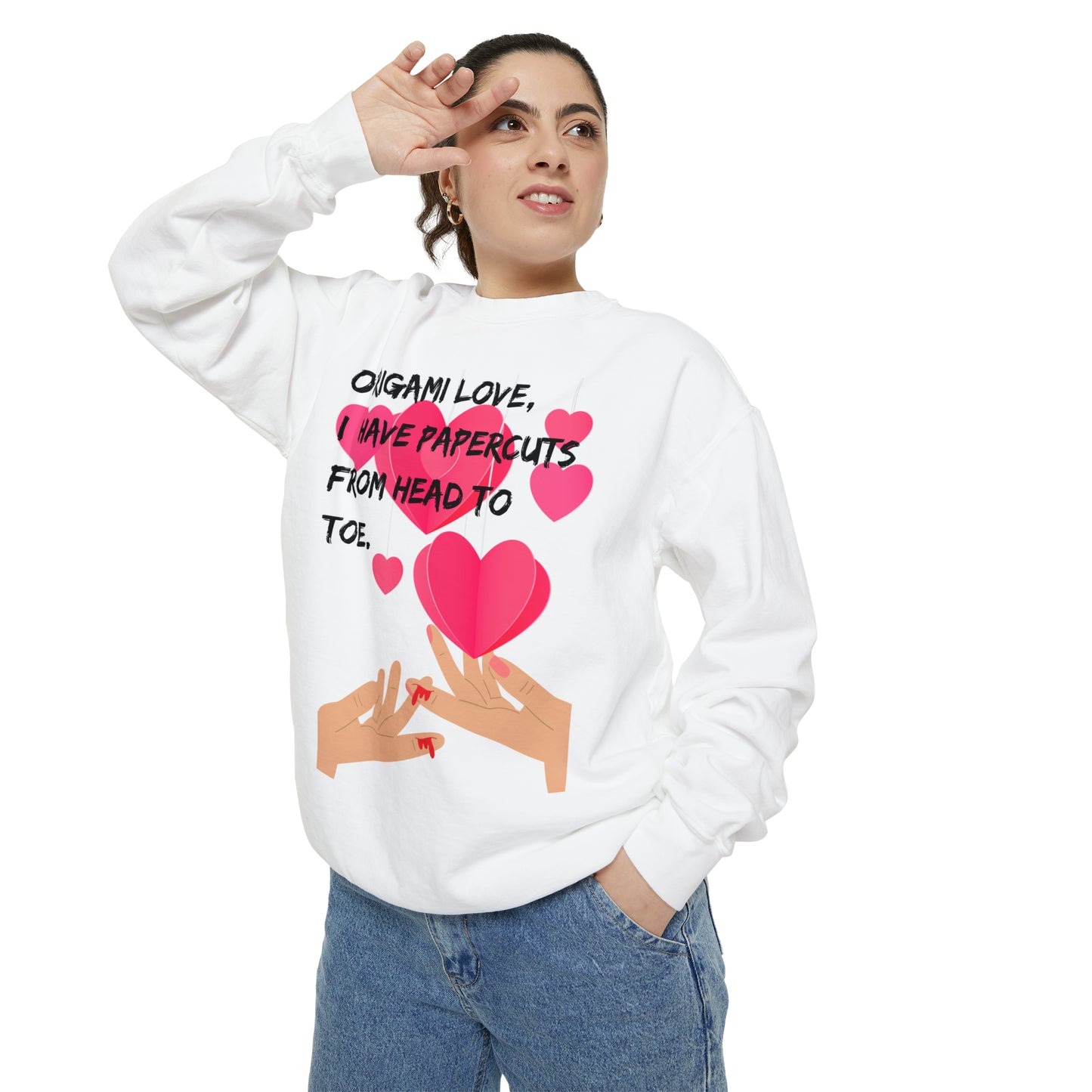 ORIGAME LOVE  Unisex Garment-Dyed Sweatshirt