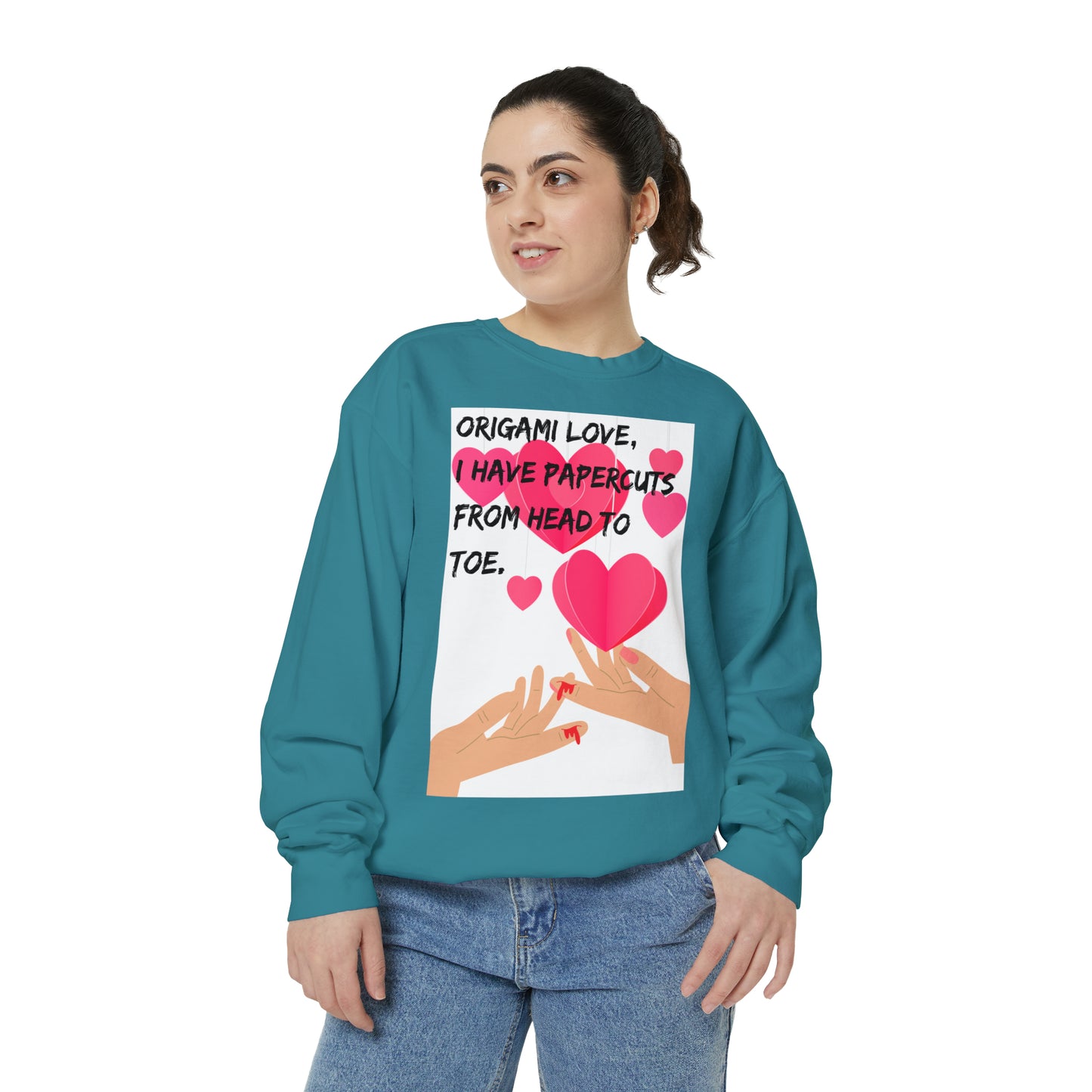 ORIGAME LOVE  Unisex Garment-Dyed Sweatshirt