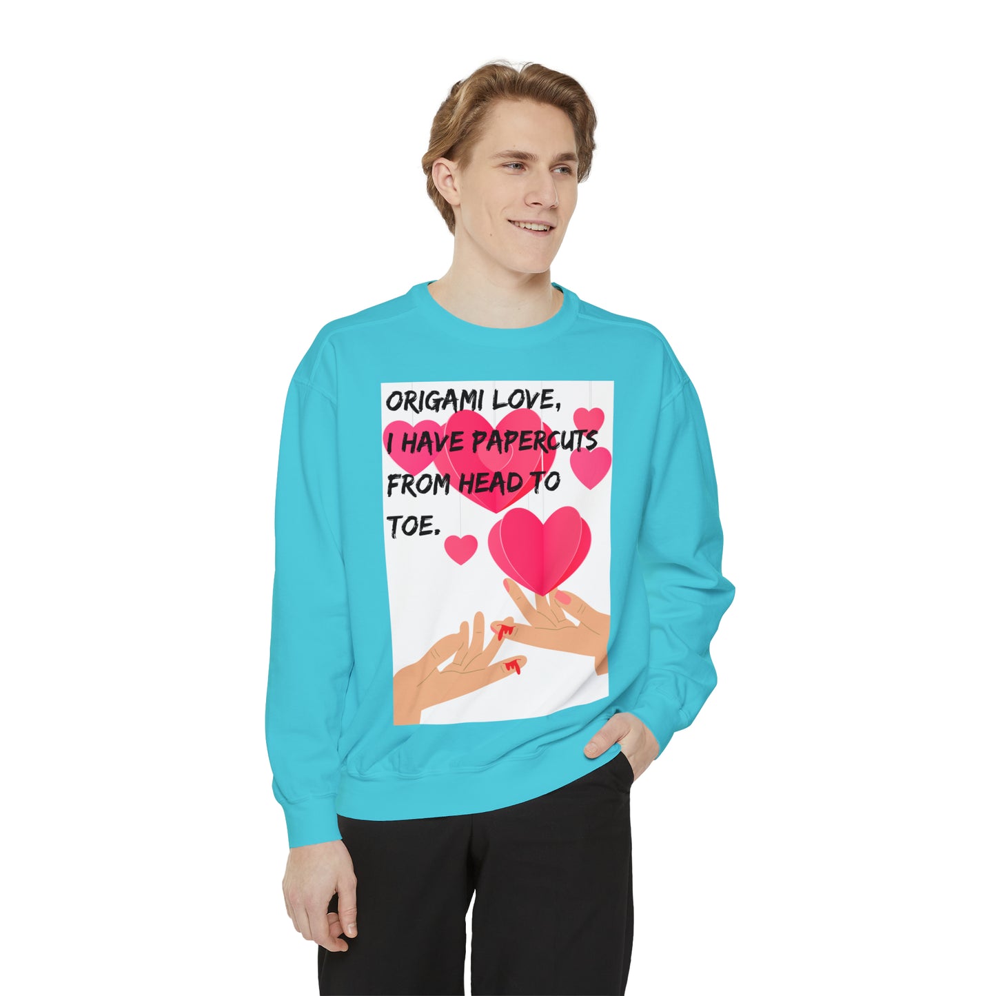 ORIGAME LOVE  Unisex Garment-Dyed Sweatshirt